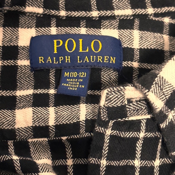 Polo Ralph Lauren boys button down cotton black and white plaid formal/casual. - Picture 2 of 2